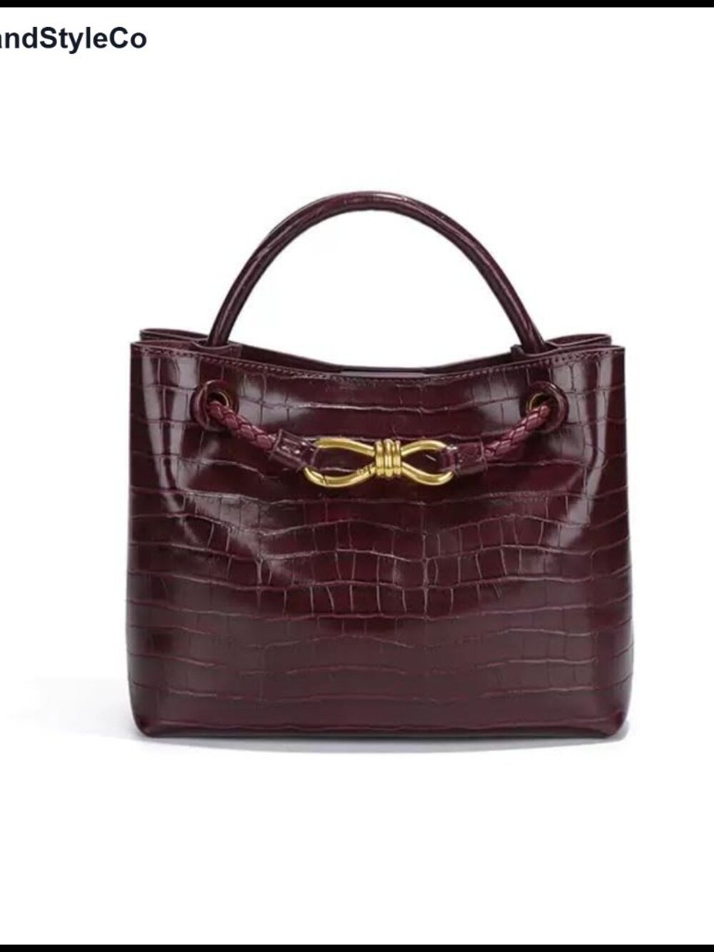 Woven Tote Bag PU Leather Top Handle Shoulder Handbag Purse